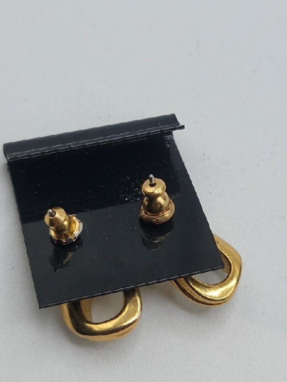 Vintage Trifari Post Earrings Swirl Earrings Gold Tone Black Enamel Pierced Ears - Picture 16 of 16
